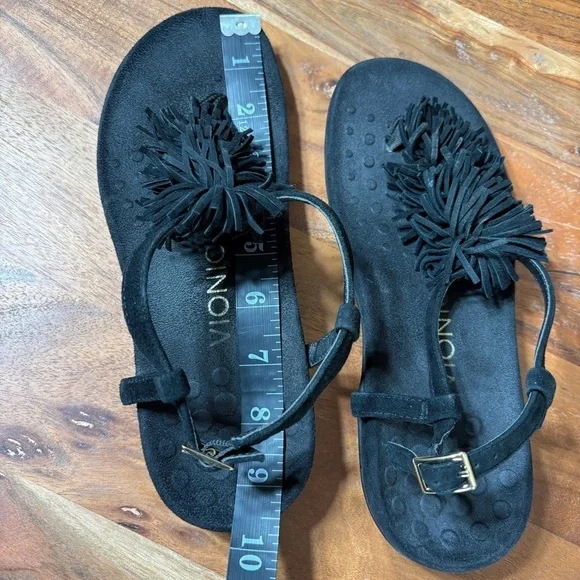 Vionic Black Fringe Sandals - Picture 6 of 9